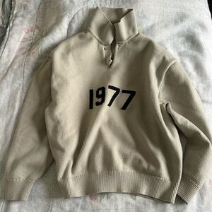 Men's Beige Sweater with Black 1977 Design